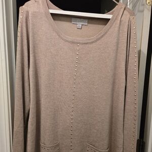 Studded Beige Sweater-XL